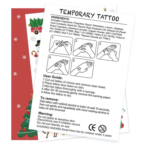 Vista 5 de Decoraciones de Navidad, tatuajes temporales, 52 estilos de purpurina para niños, equipo travieso, bonito recuerdo de fiesta de Navidad, árbol