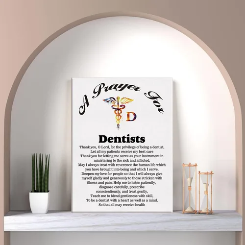 Vista 5 de LEXSIVO Lienzo de oración de un dentista para decoración de pared para el hogar, pintura de regalo para dentistas, 11.5 x 15 pulgadas, póster