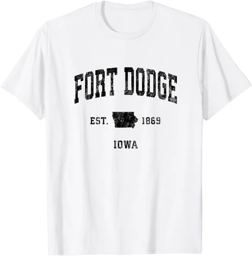 Vista 15 de Fort Dodge Iowa IA - Camiseta deportiva clásica negra con diseño deportivo, Gris