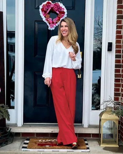 Vista 6 de GRAPENT Pantalones de pierna ancha para mujer, para trabajo, negocios, casual, de cintura alta, pantalones de vestir fluidos para la oficina