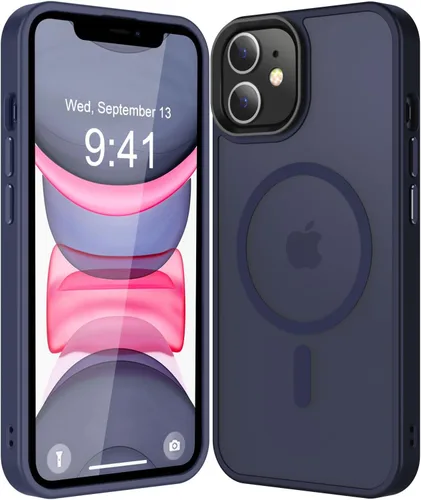 Vista 30 de Fuerte magnético para iPhone 11, compatible con Magsafe, [resistente a caídas de 13 pies] Funda trasera translúcida mate con sensación de piel