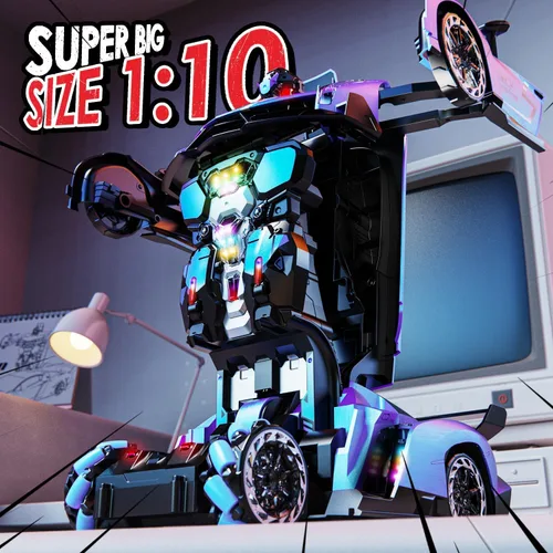 Vista 2 de Holyton 1:10 Transforming RC Car, coche de control remoto grande, azul