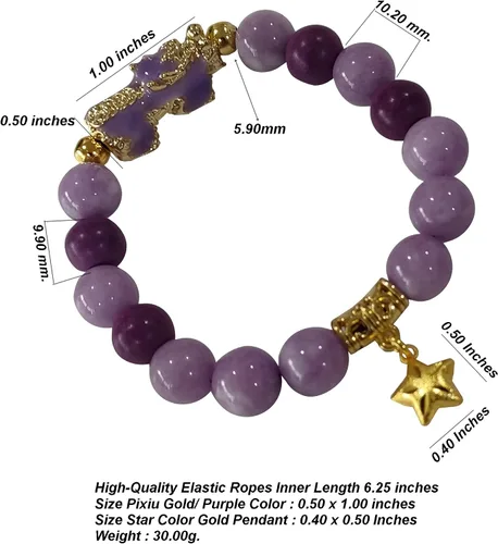 Vista 4 de Heavens Tvcz Pixiu Pulsera para mujeres y hombres amatista natural piedra morada cuentas positivas espirituales Feng Shui dijes tailandeses