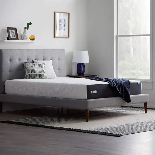 Vista 6 de LUCID - Colchón afelpado de espuma viscoelástica con gel de 10 pulgadas y base ajustable LUCID L300 (tamaño individual XL)