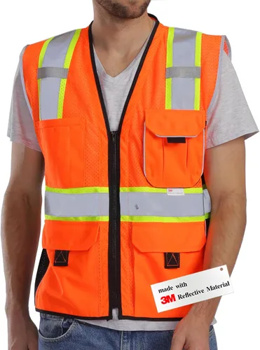 Vista 8 de Dib Safety Heavy Duty Safety Vest Reflective with Pockets Made with 3M tape Negro