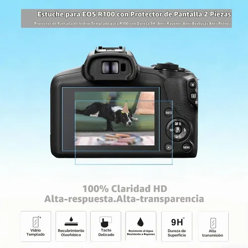 Vista 6 de Funda para cámara Canon EOS R100, funda protectora de silicona suave, antiarañazos, funda delgada con protector de pantalla, accesorios para Canon