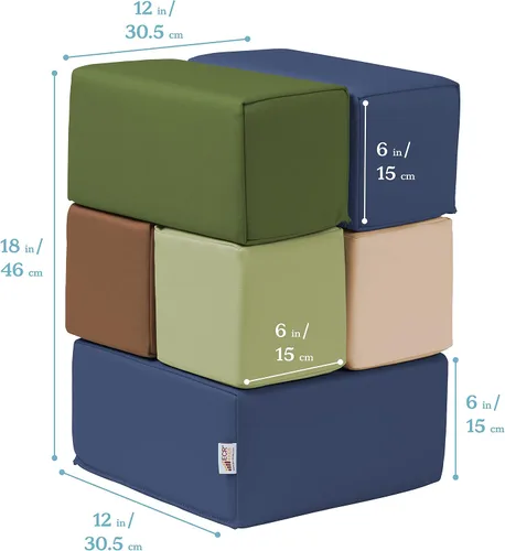 Vista 2 de ECR4Kids SoftZone - Juego de bloques de construcción para niños pequeños, 7 Espuma suave, cubierta de poliuretano, espuma certificada GREENGUARD