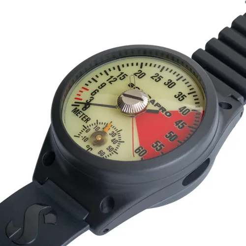 Vista 2 de SCUBAPRO Medidor de profundidad estilo reloj de pulsera analógico, pantalla métrica