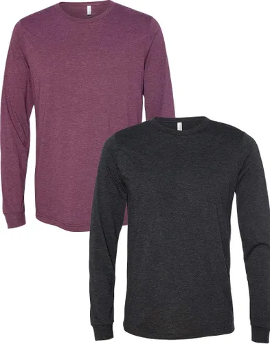 Vista 72 de Canvas Filmore 3501 - Camiseta de 4.2 onzas para hombre manga larga (1) Ceniza + (1) Jaspeado atlético