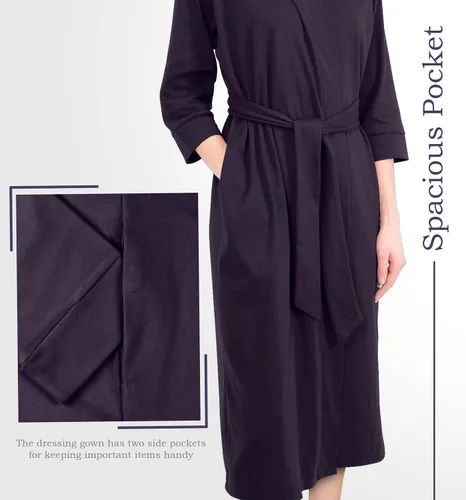 Vista 5 de NY Threads Bata de baño de punto largo para mujer, manga 34, kimono suave, ligero, ropa de descanso