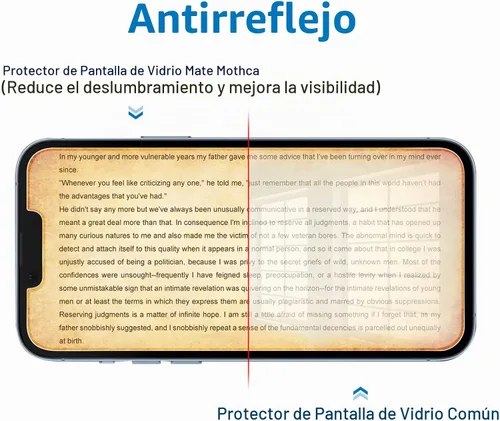 Vista 3 de Mothca Protector de pantalla de vidrio templado mate para iPhone 13 mini, antirreflejo, dureza 9H, tacto suave, fácil instalación, sin burbujas