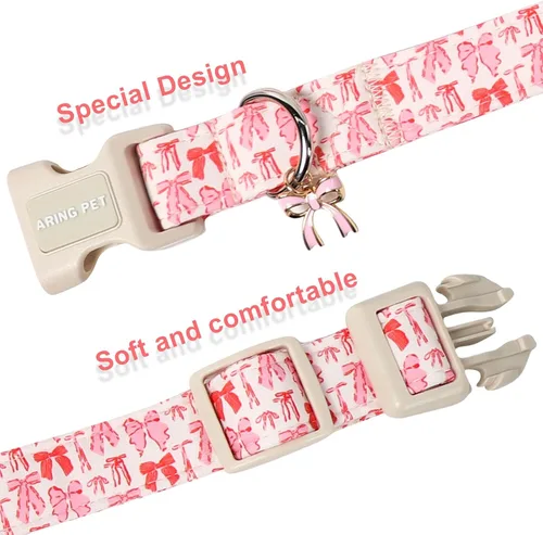Vista 63 de Aring Pet Collar de algodón, ligero y ajustable, con hebilla de liberación rápida, para perros pequeños, medianos y grandes, para cachorros, S, Hoja