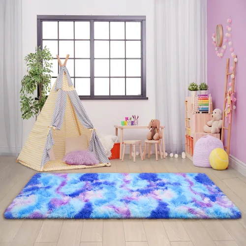 Vista 6 de AROGAN Alfombras suaves de 2 x 4 pies para dormitorio, alfombra mullida de felpa, alfombra peluda que no desprende para guardería, habitación