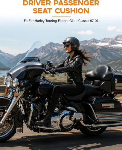 Vista 7 de XMT-MOTO Cojín para Asiento de Conductor y Pasajero Compatible con Harley Davidson Touring Electra Glide Classic 1997-2007