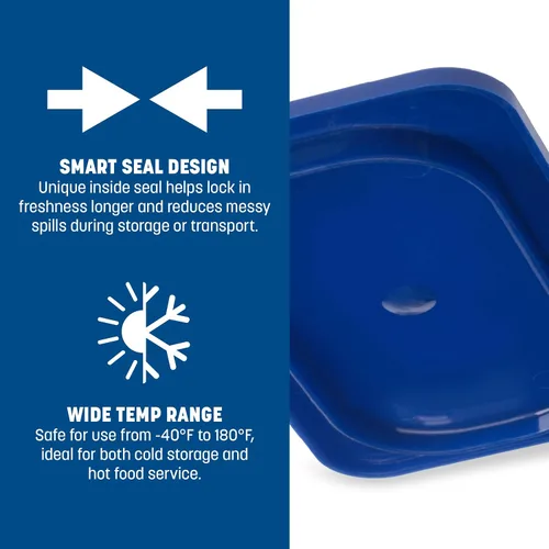 Vista 4 de Carlisle FoodService Products 3058360 Smart Lid Tapa de polietileno de noveno tamaño, azul oscuro, 6.8 x 4.3 x 0.5 pulgadas, 1.28 onzas