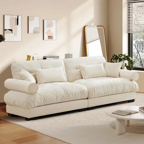 Vista 3 de Sofá Seccional Modular Extragrande de 93.7 pulgadas, Sofá de Dos Plazas Cloud Couch con Almohadas y Cojín Extra Grueso para Sala de Estar, Cine
