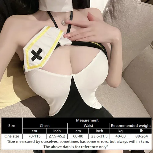 Vista 7 de SNOMYRS Disfraz sexy de monja de anime, lencería de cosplay, vestido de monja, gótico diablo, Cheongsam, Qipao, traje de sirvienta, lencería kawaii