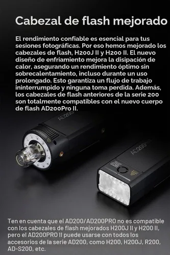 Vista 3 de Godox Flash de bolsillo AD200Pro II 200ws TTL HSS
