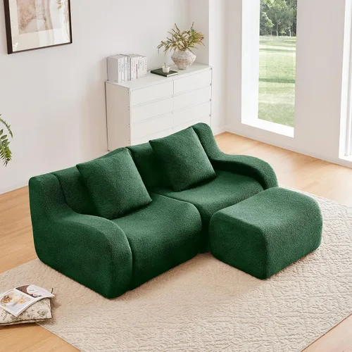 Vista 48 de Boneless Cloud - Sofá modular modular de 82.7 pulgadas, cómodo sofá biplaza de tela de peluche, sofás seccionales de asiento profundo para sala