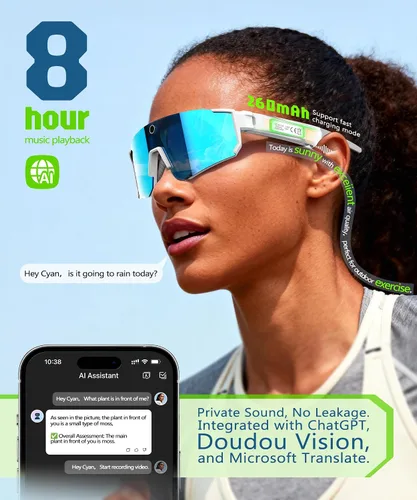 Vista 3 de Lentes inteligentes AI con cámara 4K, gafas de grabación de video con cámara, gafas de sol deportivas polarizadas con estabilización EIS