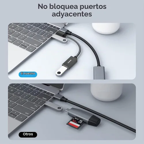 Vista 7 de BENFEI Adaptador USB C a USB 3.0, paquete de 2 adaptadores USB C a A macho a hembra compatibles con iPhone 15 Pro/Max, MacBook Pro/Air 2023, iPad