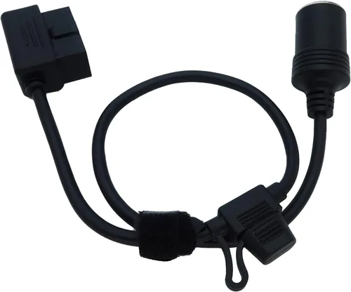 Vista 8 de Ángulo recto de bajo perfil OBD2 macho a encendedor de cigarros Conector hembra Cable de alimentación constante del coche 2ft/60cm