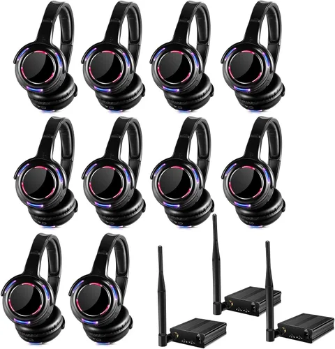Vista 15 de Auriculares inalámbricos LED silenciosos profesionales de disco silencioso y RF LED silenciosos para iPod MP3 DJ Music Pary Club