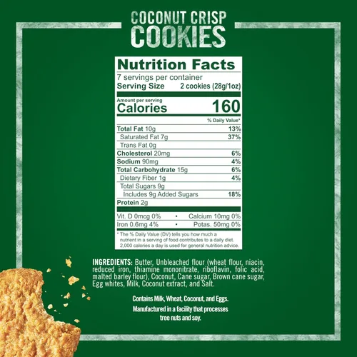 Vista 2 de Tate's Bake Shop - Galletas finas y crujientes, coco crujiente, 4 unidades, 7 onzas
