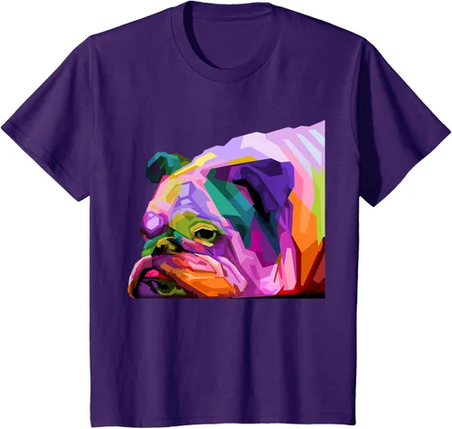 Vista 70 de Camiseta de retrato pop artístico de bulldog británico inglés para dueños de perros, Negro, S