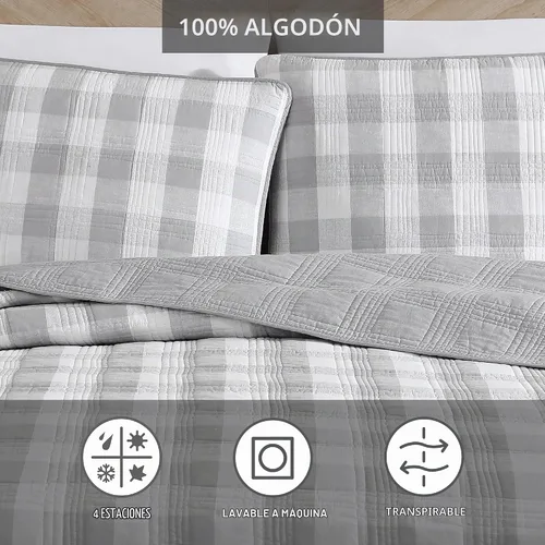 Vista 6 de Eddie Bauer - Juego de colcha individual, ropa de cama reversible de algodón con funda a juego, lujoso juego de cama