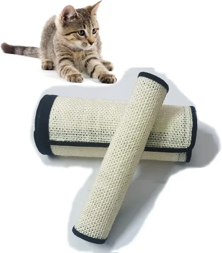 Vista 6 de Tapete rascador de sisal natural para gatos, paquete de 2 alfombrillas de sisal fino rascador con protección de velcro para muebles, sofá, silla