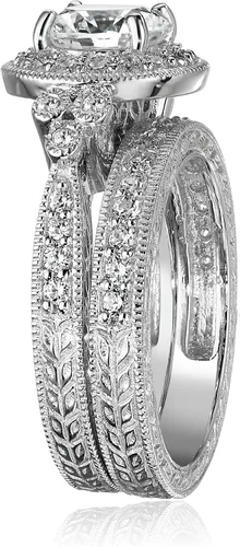 Vista 2 de Tienda Collection Yellow-Gold-Plated Sterling Silver Antique Rings set made with Infinite Elements Cubic Zirconia