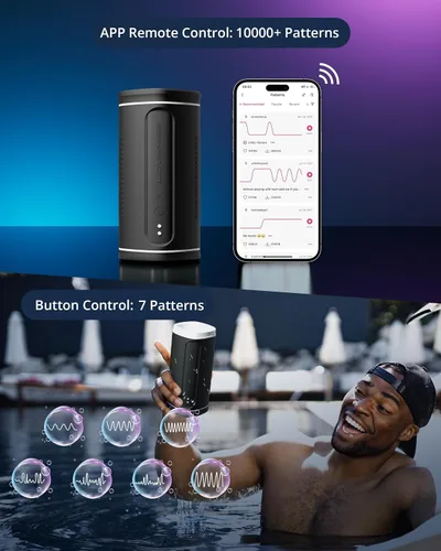 Vista 4 de LOVENSE Calor Masturbador masculino, copa de masturbador masculino automático con 7 empujes giratorios para estimulación del pene, juguete