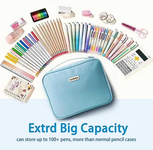 Vista 4 de Estuche organizador grande para lápices, tamaño XXL, capacidad extra grande, multifuncional, impermeable, portátil, para artistas, oficina, funda