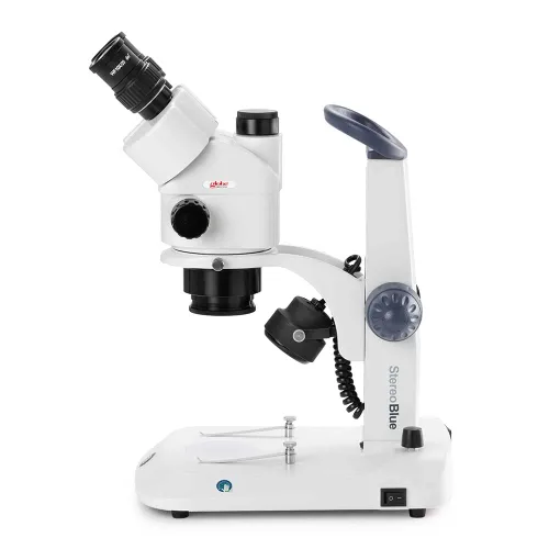 Vista 2 de Microscopio estéreo trinocular Stereoblue, objetivo de zoom de 0.7X a 4.5X, aumento de 7X a 45x, soporte ergonómico con iluminación LED incidente