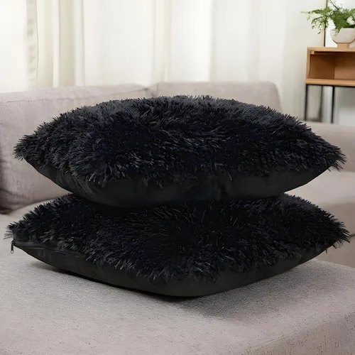 Vista 19 de Cheer Collection Almohadas Decorativas para Sofá y Cama, Almohadas Decorativas Suaves de Pelo Largo con Rellenos Incluidos, Acogedoras Almohadas