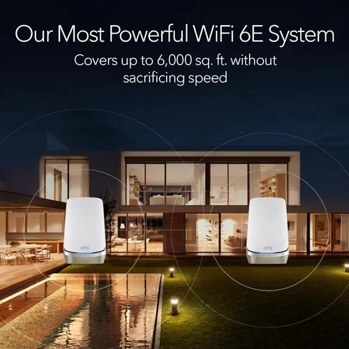 Vista 3 de NETGEAR Orbi Quad-Band WiFi 6E Mesh System (RBKE962), enrutador + 1 extensor de satélite, características de seguridad, velocidad de hasta 10.8