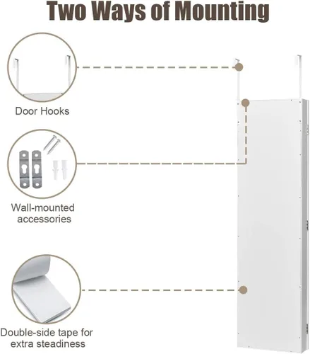 Vista 5 de Byroce Jewelry Armoire - Armario de pared para puerta, organizador de joyas con cerradura con espejo de longitud completa y 12 luces LED, armarios