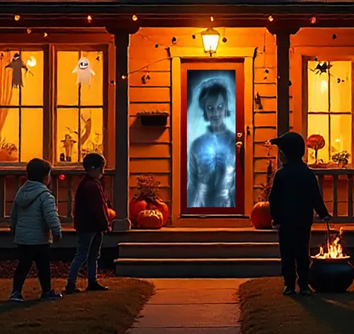 Vista 7 de AtmosFEARfx - DVD de decoración digital de Halloween con puerta holográfica + pantallas de proyección de ventana Reaper Bros®