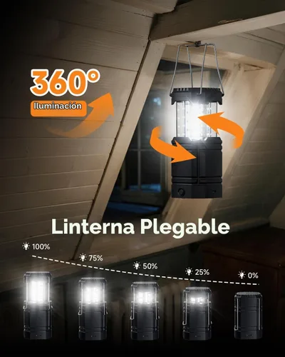 Vista 8 de Linterna solar para camping, paquete de 4, linterna LED recargable