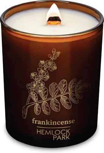 Vista 7 de Hemlock Park Vela de mecha de madera ámbar y dorada hecha a mano con cera de coco natural (estándar de 7.2 onzas, ámbar) Crackling Wood Wick