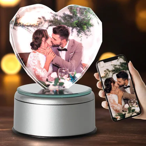 Vista 8 de Marco de fotos de cristal 3D personalizado, marco de fotos de cristal con impresión UV personalizado con tu propia foto, regalos personalizados