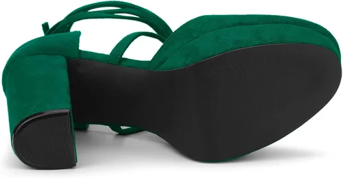 Vista 5 de Allegra K Sandalias de tacón de bloque con cordones para mujer