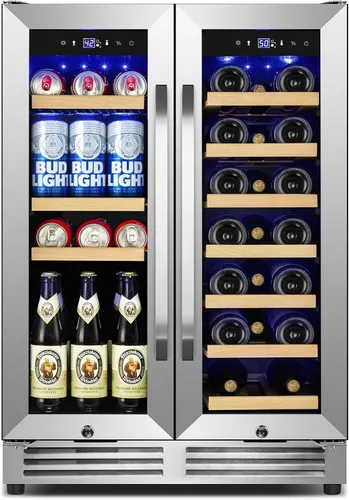 Vista 25 de Refrigerador Enfriador de Vinos de 8 Botellas, Refrigerador Pequeño de Vino, Mini Refrigerador de Vino de Encimera con Puerta de Vidrio, Bodegas