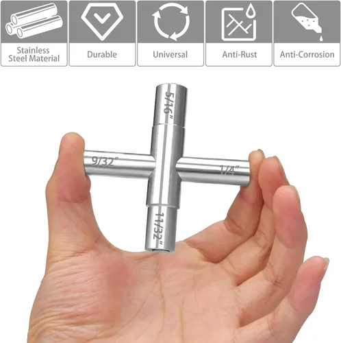 Vista 2 de Juego de llaves sillcock de 4 vías - 1/4", 9/32", 5/16", 11/32" llave de agua de sillcock de acero para válvula, grifo, gabinete de apertura