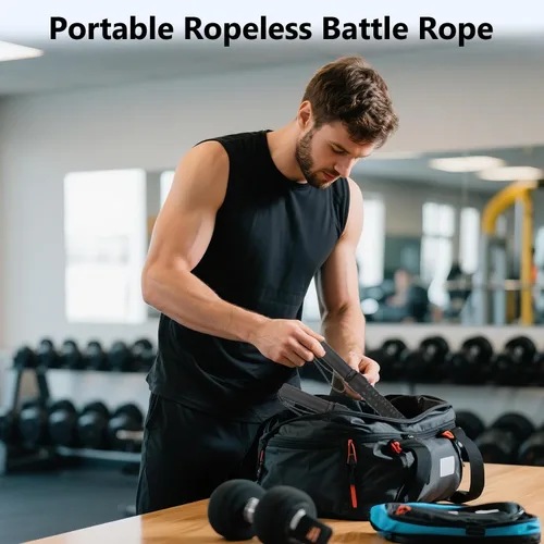 Vista 4 de ASIEIT Upgraded Ropeless Battle Rope for Home Gym, Adjustable Weight Battle Ropes for Advanced Fitness Training, Portable Workout Ropes for