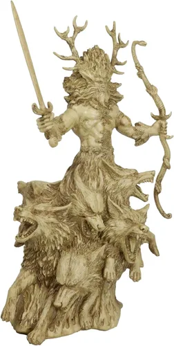 Vista 5 de Ebros Gift Antigua y arcaica poderosa deidad Cernunnos celta Dios cuernos Wiccan estatua de 12.5 pulgadas de alto, Deidad de los animales