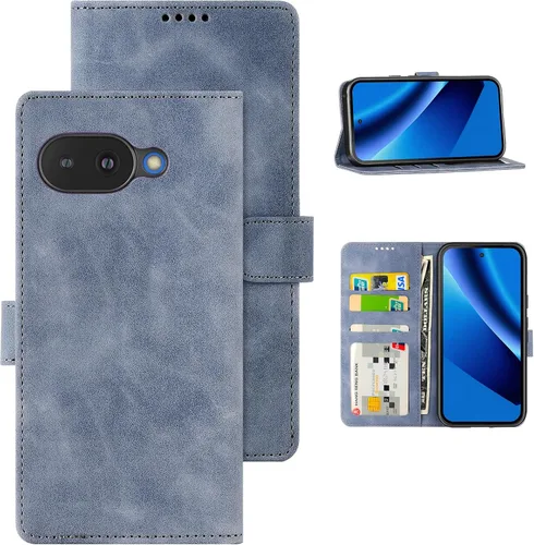 Vista 18 de Funda tipo cartera con tapa para Google Pixel 6a, [piel sintética + parachoques de TPU] [3 ranuras para tarjetas] [función de soporte]