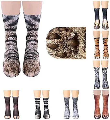 Vista 4 de xywlwoer Calcetines de pata de animal loco calcetines de pierna de pollo novedosos calcetines de animales 3D divertidos regalos de broma
