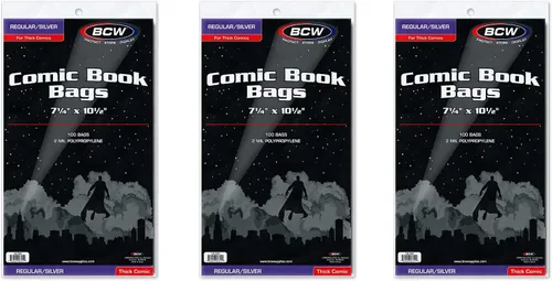 Vista 7 de BCW Bolsas gruesas de cómic de la Edad de Plata – 100 unidades Calidad de archivo, protección sin ácidos para cómics de la Edad de Plata Bolsas
